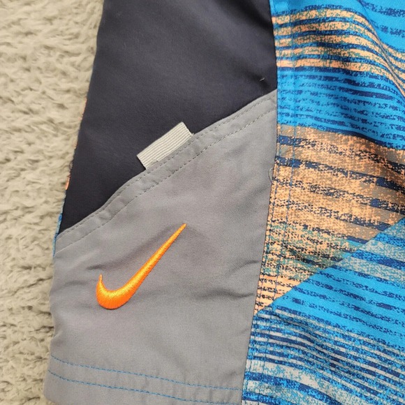 Nike Shorts Mens Large Blue Swim Trunks Lined Striped Geometric Swoosh Logo - Picture 4 of 14